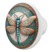 Koper en Turquois Dragonfly Keramische Knop (Rechts)