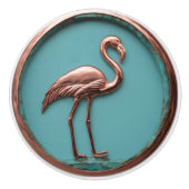 Koper en turquois flamingo keramische knop (Voorkant)