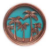 Koper en turquois palmbomen keramische knop (Voorkant)