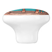 Koper en turquois palmbomen keramische knop (Zijkant)