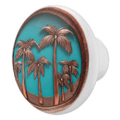 Koper en turquois palmbomen keramische knop (Rechts)