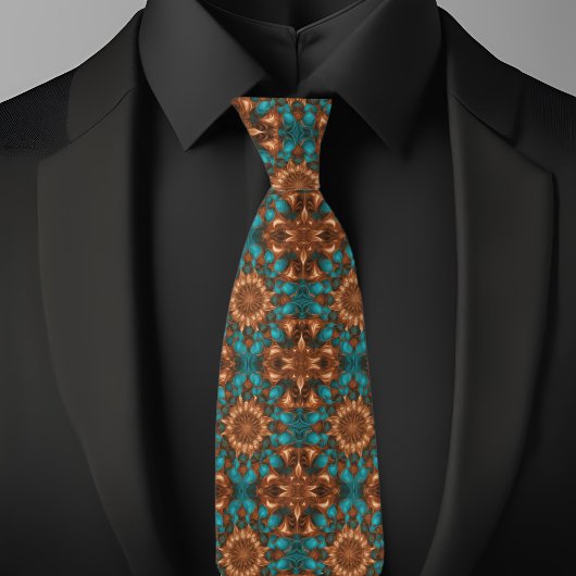 Koper en turquois patroon stropdas