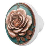 Koper en turquois Roos Keramische Knop (Rechts)