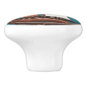 Koper en turquois zeilboot keramische knop (Zijkant)