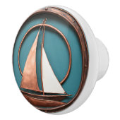 Koper en turquois zeilboot keramische knop (Rechts)