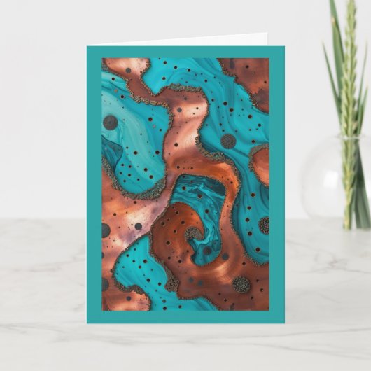 Koper en turquoise Abstract blanco Kaart (Voorkant)