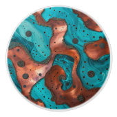 Koper en turquoise Abstract Keramische Knop (Voorkant)