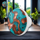 Koper en turquoise Abstract Keramische Knop