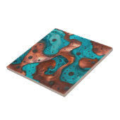Koper en turquoise Abstract Tegeltje (Zijkant)