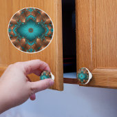 Koper en turquoise diamant keramische knop