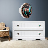 Koper en turquoise paard op zwart keramische knop