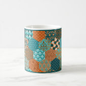 Koper en Turquoise Patchwork-Look Koffie Mok (Center)