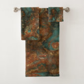 Koper en Turquoise Stone Abstract Bad Handdoek (Insitu)