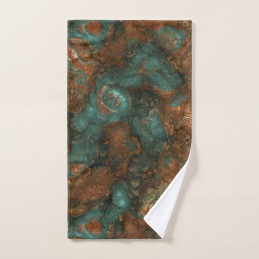 Koper en Turquoise Stone Abstract Bad Handdoek (Handdoek)