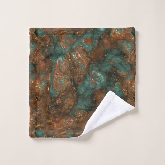 Koper en Turquoise Stone Abstract Bad Handdoek (Wasdoekje)