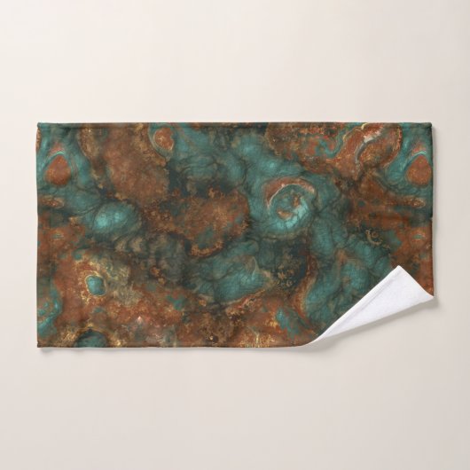 Koper en Turquoise Stone Abstract Bad Handdoek (Handdoek)