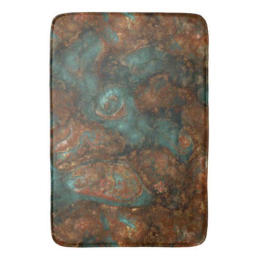 Koper en Turquoise Stone Abstract Badmat (Voorkant Verticaal)