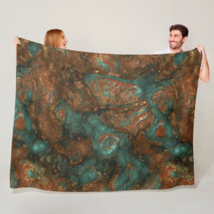 Koper en Turquoise Stone Abstract Fleece Deken
