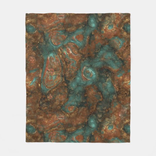 Koper en Turquoise Stone Abstract Fleece Deken (Voorkant)
