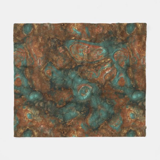 Koper en Turquoise Stone Abstract Fleece Deken (Voorkant (Horizontaal))