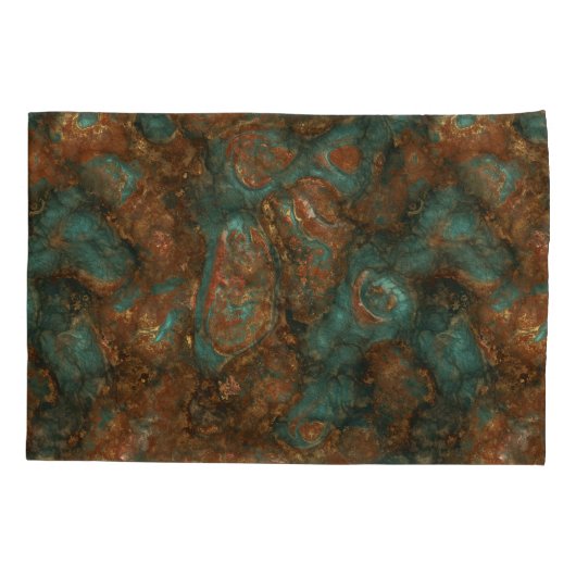 Koper en Turquoise Stone Abstract Kussensloop (Achterkant-Links)