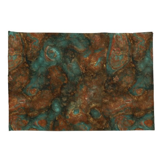 Koper en Turquoise Stone Abstract Kussensloop (Achterkant-Rechts)