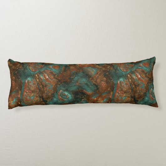 Koper en Turquoise Stone Abstract Lichaamskussen (Achterkant)