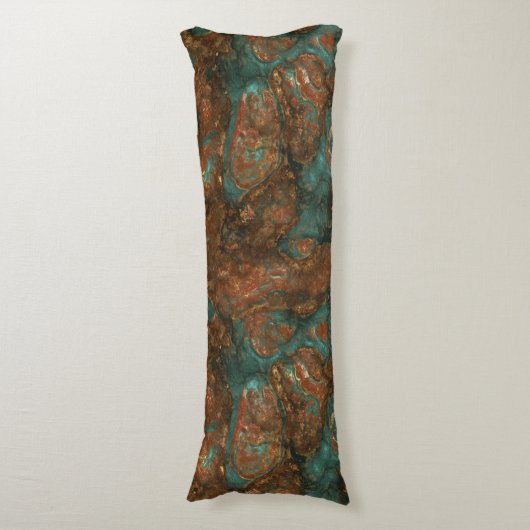 Koper en Turquoise Stone Abstract Lichaamskussen (Voorkant Verticaal)