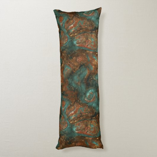 Koper en Turquoise Stone Abstract Lichaamskussen (Achterkant (Verticaal))