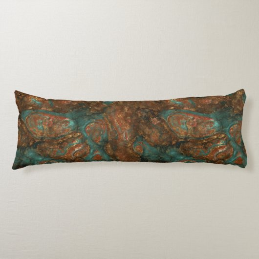 Koper en Turquoise Stone Abstract Lichaamskussen (Voorkant)