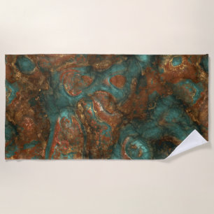 Koper en Turquoise Stone Abstract Strandlaken