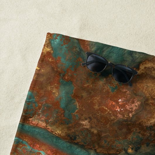 Koper en Turquoise Stone Abstract Strandlaken (In situ)