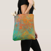 Koper en turquoise textuur tote bag (Dichtbij)