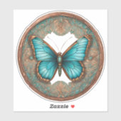 Koper en turquoise vlinder sticker (Vel)