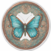 Koper en turquoise vlinder sticker (Voorkant)