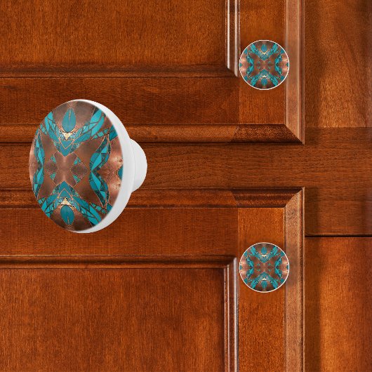 Koper en turquoise X Keramische Knop