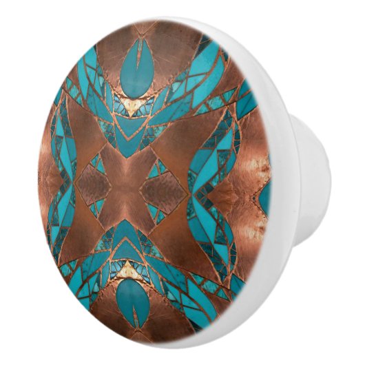 Koper en turquoise X Keramische Knop (Rechts)