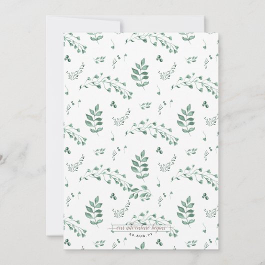 Koper en Waterverf groene bladeren Kaart (Achterkant)