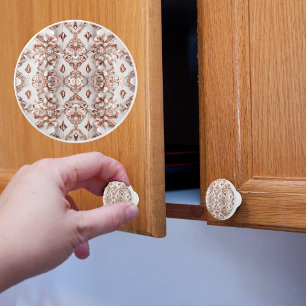 Koper en wit satijn patroon keramische knop