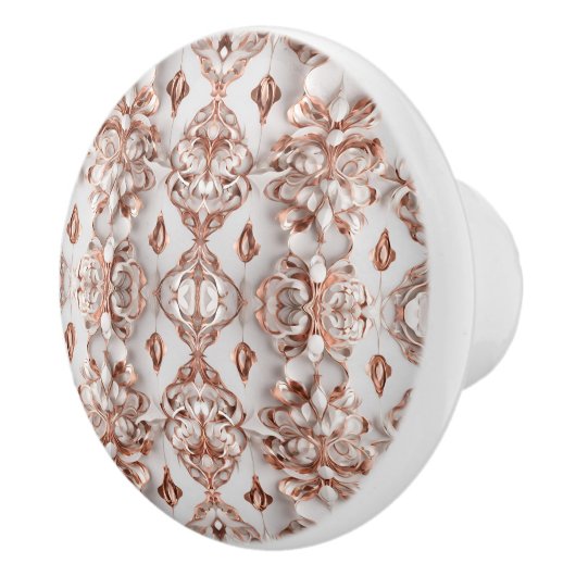 Koper en wit satijn patroon keramische knop (Rechts)