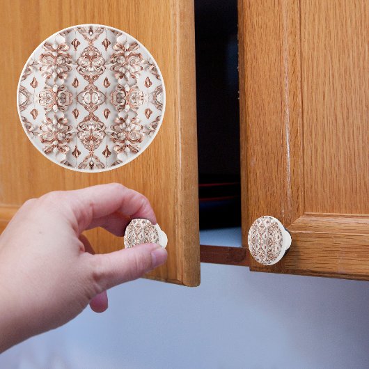 Koper en Wit Satijnen Patroon Keramische Knop