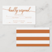Koper en witte kalligrafie bruiloft RSVP Informatiekaartje (Voorkant / Achterkant)