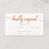 Koper en witte kalligrafie bruiloft RSVP Informatiekaartje (Voorkant)