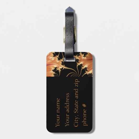 Koper en zwart abstract bagagelabel (Achterkant verticaal)