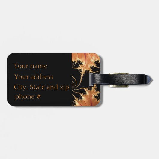 Koper en zwart abstract bagagelabel (Achterkant horizontaal)