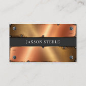 Koper en zwart industriële geklonken visitekaartje (Voorkant)