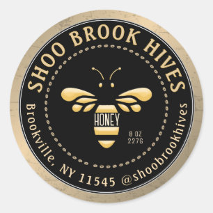 Koper en zwart moderne honingbij honing ronde sticker