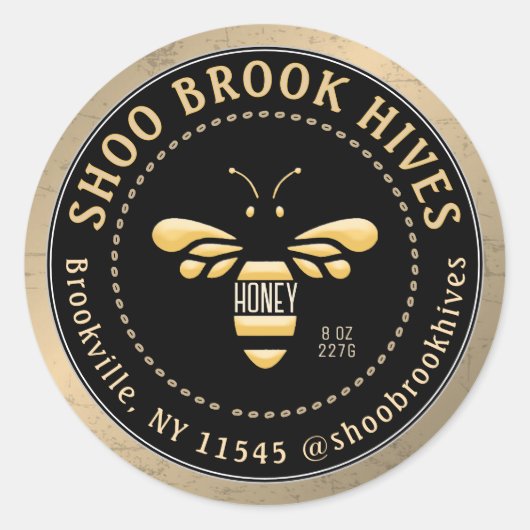Koper en zwart moderne honingbij honing ronde sticker (Voorkant)