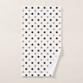 Koper en zwart stippen patroon op wit bad handdoek (Handdoek)