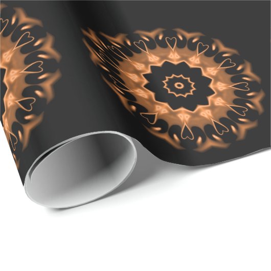 Koper en Zwarte Mandala Patroon 4 Cadeaupapier (Rol Hoek)
